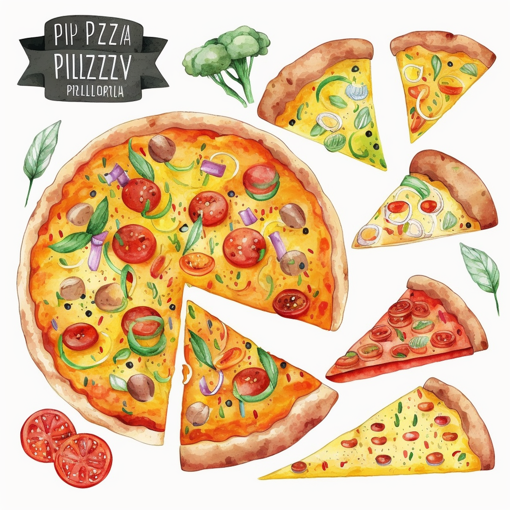 Watercolor Pizza Clipart Download - Dinner Graphics Set - Party Food ...