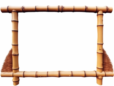 frame made of bamboo rods whith two feet, immediate foreground, white blank empty canvas, clipart, white background extremely detailed, photo realistic, high resolution, realistic, 8K,