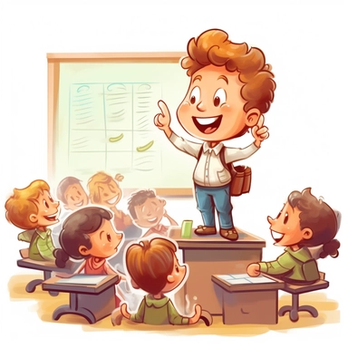 clipart of young student engaging during a presentation, cute, kindergarten, child