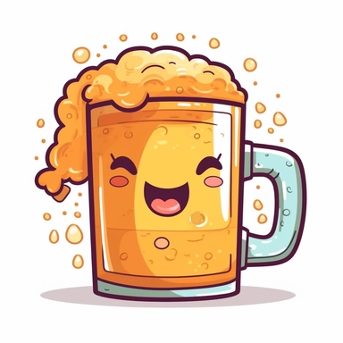 kawaii Beer Mug clipart isolated on white background, father's day