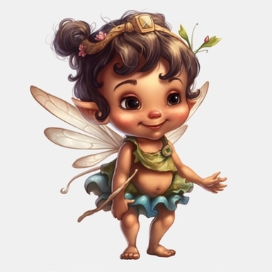 toddler fairy, full body, realistic, small smile, cartoon style, Fantasy Clipart, PNG Clipart, Illustration clipart, 4K, extremely detailed