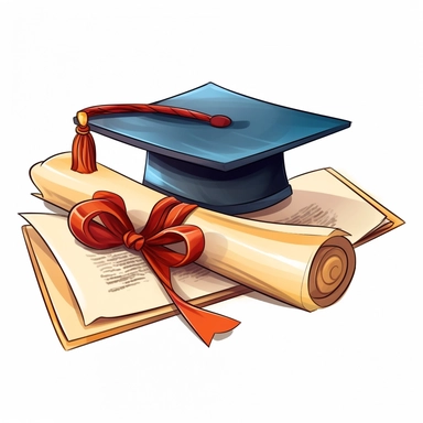 schoold diploma cartoon style clipart white background