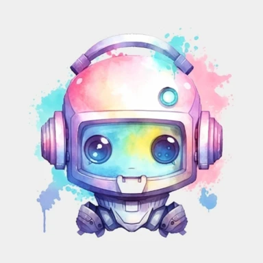 watercolour robot head, kawaii style, 4k, pastel colour, clipart
