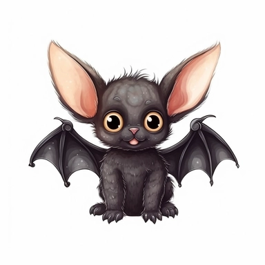 A Cute Bat, disney style, clip art, hand drawing art style, white background