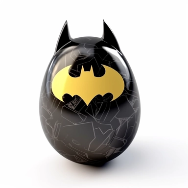 easter egg painted with batman color with batman on it, clip-art style, white background, no shadows