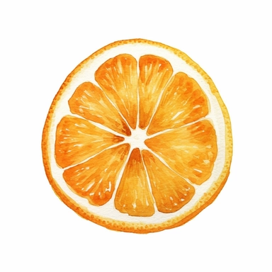 basic watercolor dried orange slice in minimal hand drawn style, Etsy, textured, clipart, white background