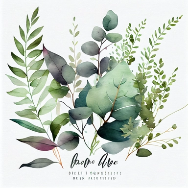 Watercolor Greenery Clipart - Eucalyptus Clipart - Watercolor Eucalyptus - Green Foliage - Fern Greenery Clipart, on a solid white background, in the style of Paul De Longpre, Paulie Collins, elegant, extreme detail,
