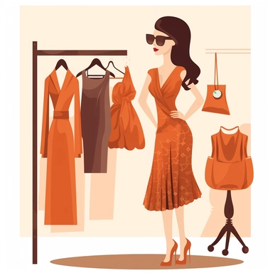 woman at boutique clipart
