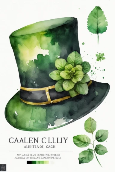 cute watercolor leprechaun hat, Amish hat, black, clipart, saint Patrick's day style, white background