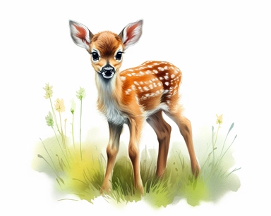 realistic walkkng baby deer high detail clip art clean lines