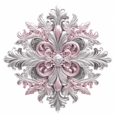 Clipart, gorgeous fleur de lis, pink and grey colours, luminous, glowy, intricate, illustration, detailed, 8k, png, isolated on white background