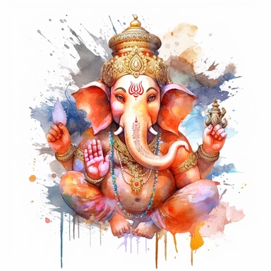 realistic watercolor ganesh clipart illustration