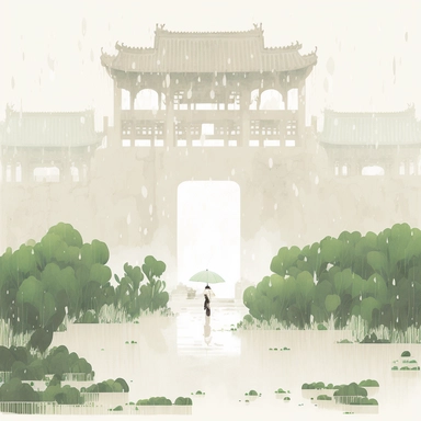 in the style of Ryo Takemasa, xuan loc xuan, Lisa Audit, Anastasia Suvorova, Jon Klassen, greg tocchini, separated isolated single of round gateway, hidden green garden in the Forbidden City, petals rain, wind blowing, flowers, tranquil and serene, white background, fantasy, magical, cute, white background, cozy, vector, clipart, elaborate, ultra-detailed, best quality, well composed, vibrant colors, high definition, UHD