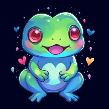 cute cartoon kawaii style frog clipart, black background