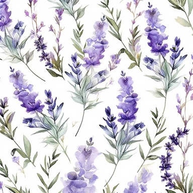 (Lavender), herbs, vintage, Watercolor, vector, white background, clipart, Seamless patterns, repeating patterns design, flat illustration, outlined , Vector, 4K, Art station, digital print, highly detailed clean, A detailed illustration a field,3D vector art, cute and quirky, fantasy art, watercolor effect, bokeh, Adobe Illustrator, hand-drawn, digital painting, low-poly, soft lighting, bird's-eye view, isometric style, retro aesthetic, focused on the character, 4K resolution, vector image, pho