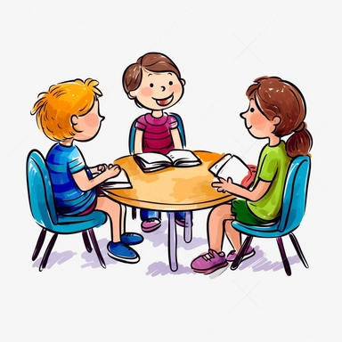 kids small group discussion clipart removebg