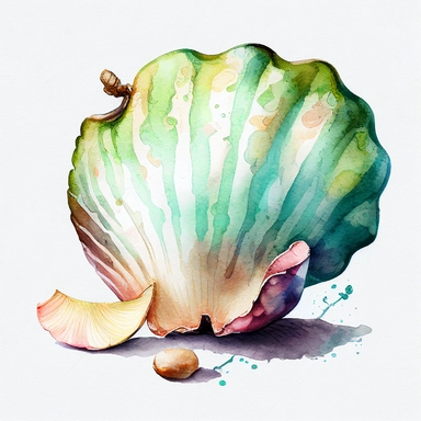 watercolor seashell Atlantic Apple murex triton, cute clipart