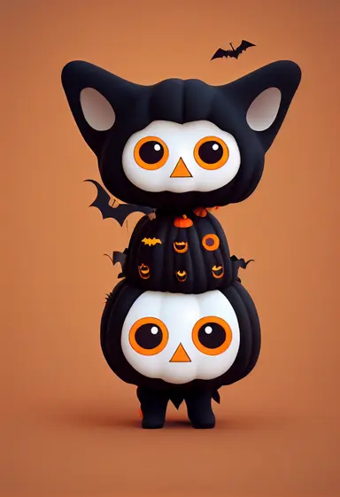 cute 3d halloween character clipart for website 3D, 3D render, animation style, 8k, wallpaper style,