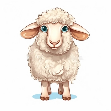 Hd clipart, sheep, cartoon style, white background, fully detailed