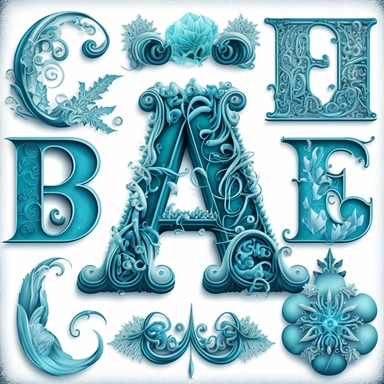 Clipart Bundles Frozen full letters of the alphabet Lettering one in the picture ,a ,B, C, D,