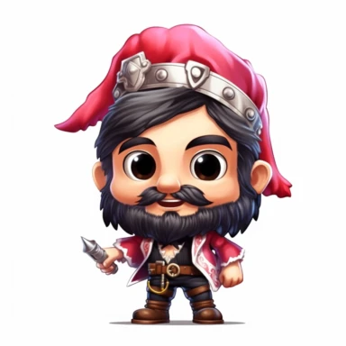 clipart, male kawaii Pirate gnome, kawaii Pirate gnome, isolated on white background, no background