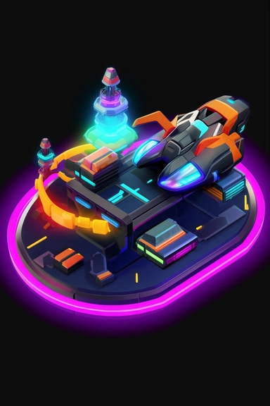 isometric game sprite, clipart, futuristic hovercraft concept, gaming asset, sci-fi, fun, creative, cartoon render, hyper-detailed, bright colors, black background, inspired by one random famous product designer, inspired by one random famous artist, inspired by one famous architect