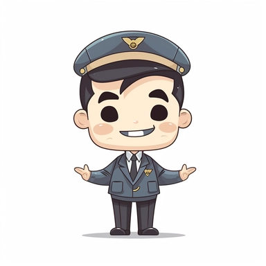 happy cute Airport Manager face, cartoon, clipart, mascot, isolated on white background