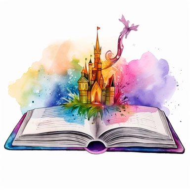 Watercolor Fantasy Book Sublimation Clipart, Clipart, white background, no watermark, no text, no word,