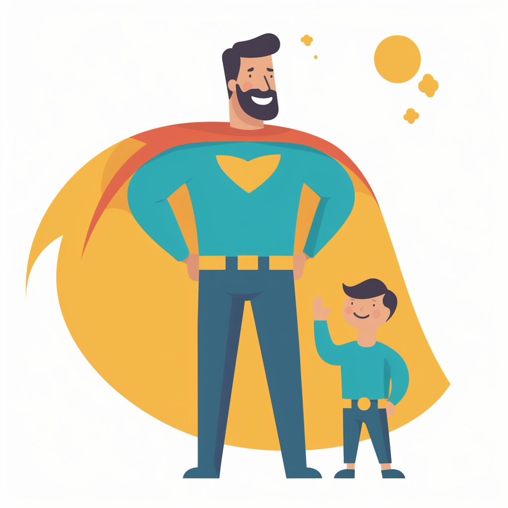 Design an engaging Father's Day clipart featuring a dad dressed as a ...