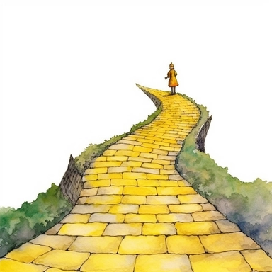 Yellow brick Road clipart from The Wizard of Oz, watercolor, white background