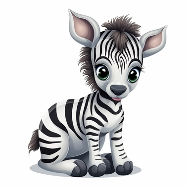 clipart with white background, baby zebra sitting down, cute and adorable, clearly defined separate image, high quality--ar3:4-no mockups, watermarks, numbers, writing, letters--q2--v5.1--s1000