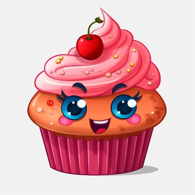 funny cupcake clipart, transparent background