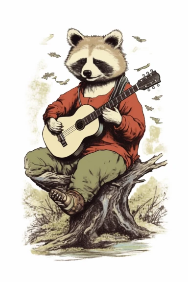 drawing of funny animals musician, white background, clipart, in unicake colors, layered composition, muted color palette, in the style of Ghibli, Pixar, Ukiyo - e, Wabi - sabi,