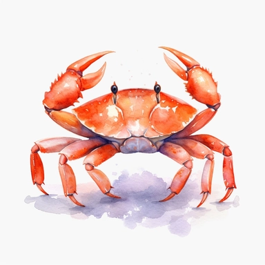 watercolor cartoon crab clipart white background