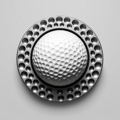 simplistic clipart golf ball marker, black and white, sticker