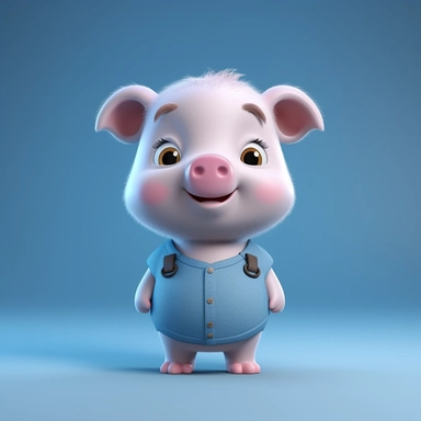 Animated Pig Standing Front View Wearing T-Shirt Character Design, Full Body, Face Drawing in Highest Quality, High Quality Face Drawing, Clipart, Full Illustration, 4k, Sharp Focus, Silky Skin. soft, symmetrical, detailed face, concept art, fairytale style, chibi kawaii . Octane rendering, 3D, perfect face, detailed face, delicate face, perfectly sharp lips. , detailed eyes