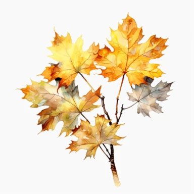 Branch of tree of light maple ,watercolour clipart