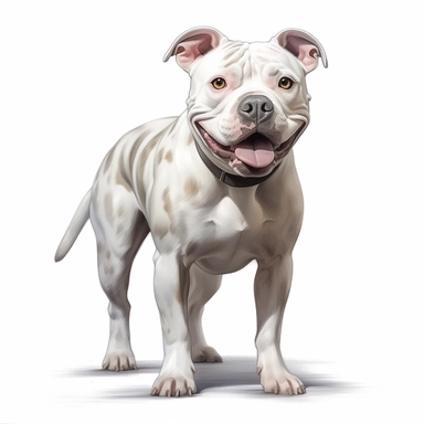 pitbull, digital painting and drawing, clipart, full body, hyper - realistic animal illustration, childlike, free brushwork, white background