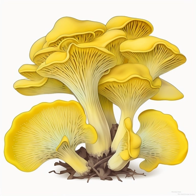 clump of light yellow oyster mushrooms clipart