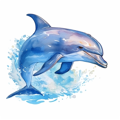 clipart graphic vector white background cartoon style drawing painting watercolor of a dolphin