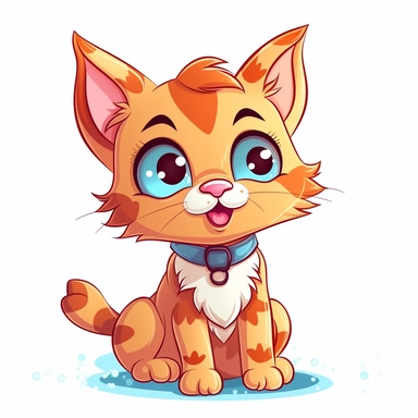 Clipart of a Cute Cartoon Cat
