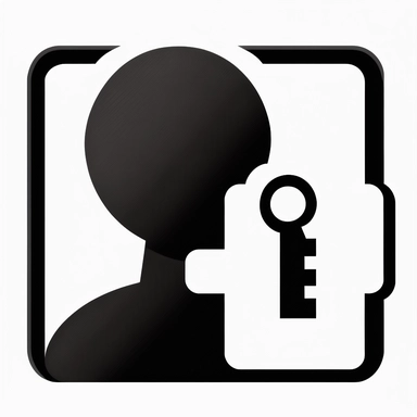 user access icon, key, black and white, clipart style