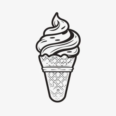 ice cream. simple. minimalist. line work. black line no shading. clipart. white background,8k,--q3