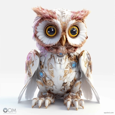 fantasy owl, fantastic owl, wallpaper owl, gods art, aion, Kawaii owl, wallpaper owl, gods art, aion, jewelry, A team of 6 supportive, curious, nerdy computer cats and robots, clipart by Sarah Anderson, pure white background