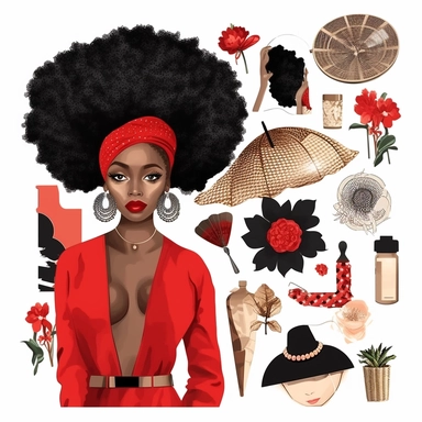 Black Woman ClipArt, Rich Auntie ClipArt, Digital Stickers, African American Clip, Digital Planner Stickers, Black Girl Clipart, travel, red 5:4