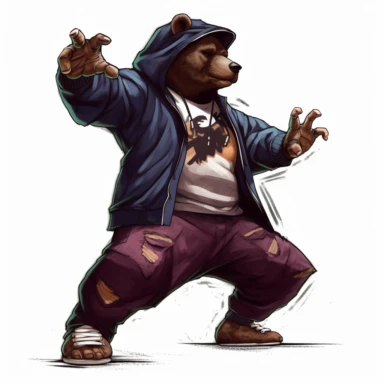 A bear wearing a tracksuit, breakdancing and performing impressive dance moves clipart