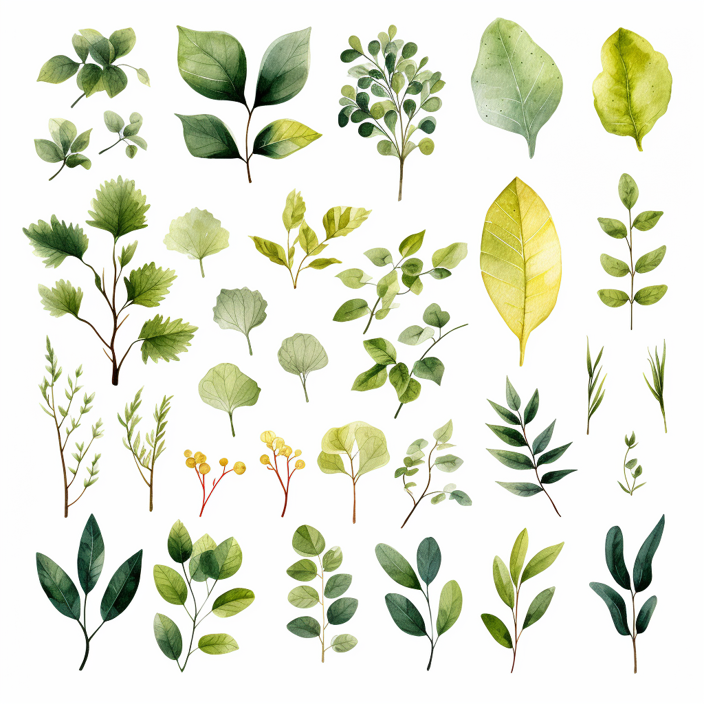 Greenery Watercolor Clipart White Background Leafs Clip Art Library