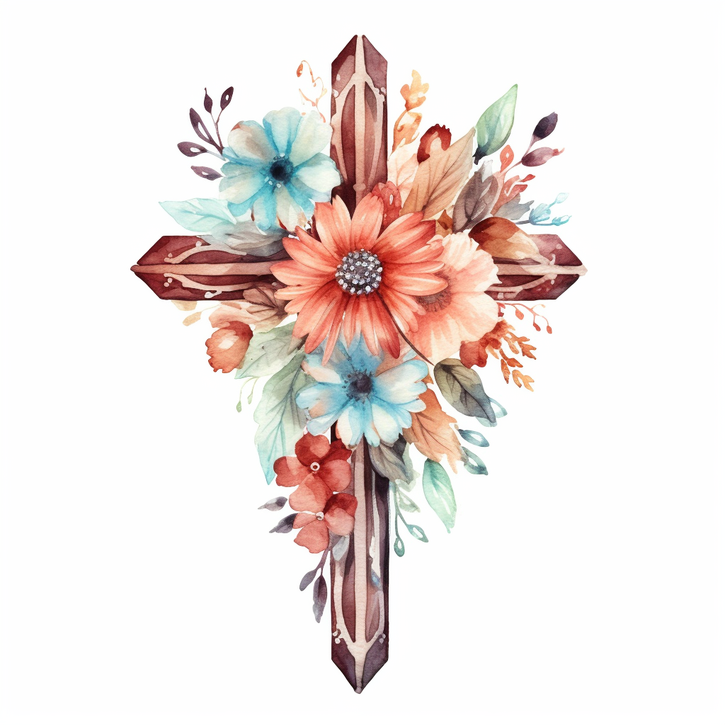 watercolor cross clip art boho on white background - Clip Art Library