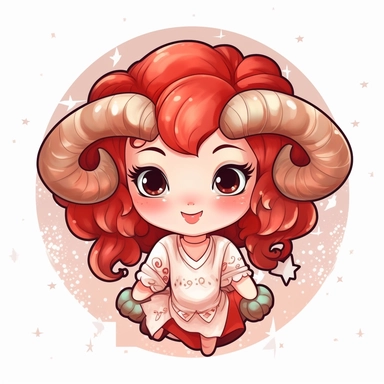 horoscope zodiac sign aries, aries symbol, clipart, kawaii style, cute, adorable, white background, high quality, high definition, 8k