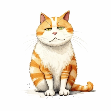 Axel scheffler illustration style ginger and white cat, high definition, 16k, insanely detailed, fine detail, sharp focus, illustration, white background, isolated clipart vector